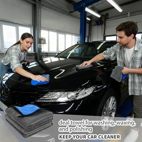 

24 Pack 40cm Microfiber Detailing Cloths 800GSM Thick Plush For Car Washing Waxing Polishing Kitchen Window Grey Blue