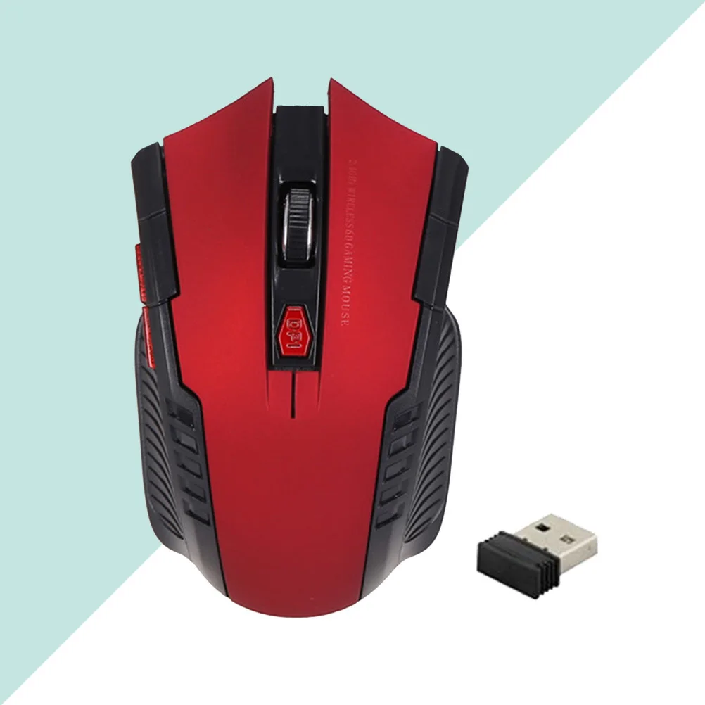 무선 게임 2.4Ghz 6 버튼 USB 광학 게임용 컴퓨터 빨간색 휴대용 경량 3단계 Dpi 10M 감지 거리 무선