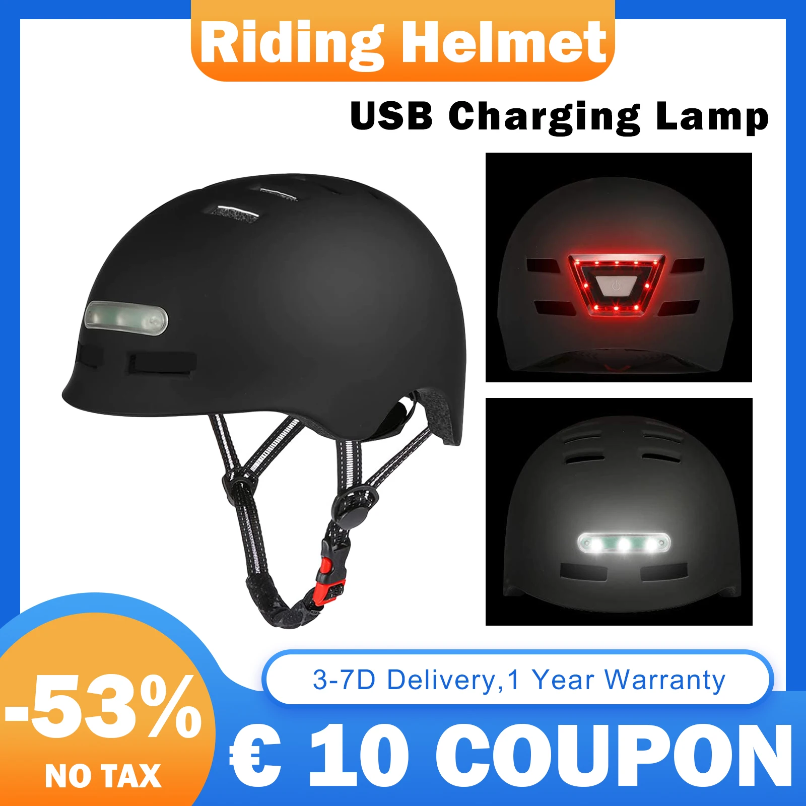 Bicycle Cycling Helmet for Adults with USB Rechargeable LED Light Flashing Electric Scooter Helmet Urban Road