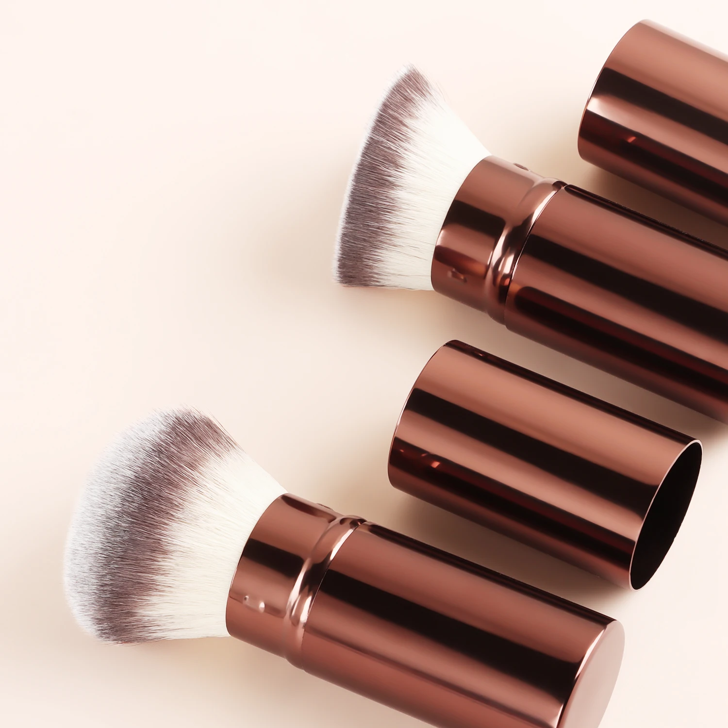 Mini brosse de maquillage télescopique Portable, 2 pièces, poudre de cheveux douce, fard à joues, tête inclinée, brosse ronde, outils en Tube d'aluminium épais
