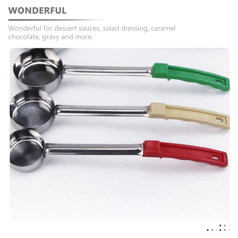 

Kitchen Ladle Thick Stainless Steel with Plastic Handle Long Handle Easy Grip Sauce Spoon for Restaurant Home Coffee Shop Use