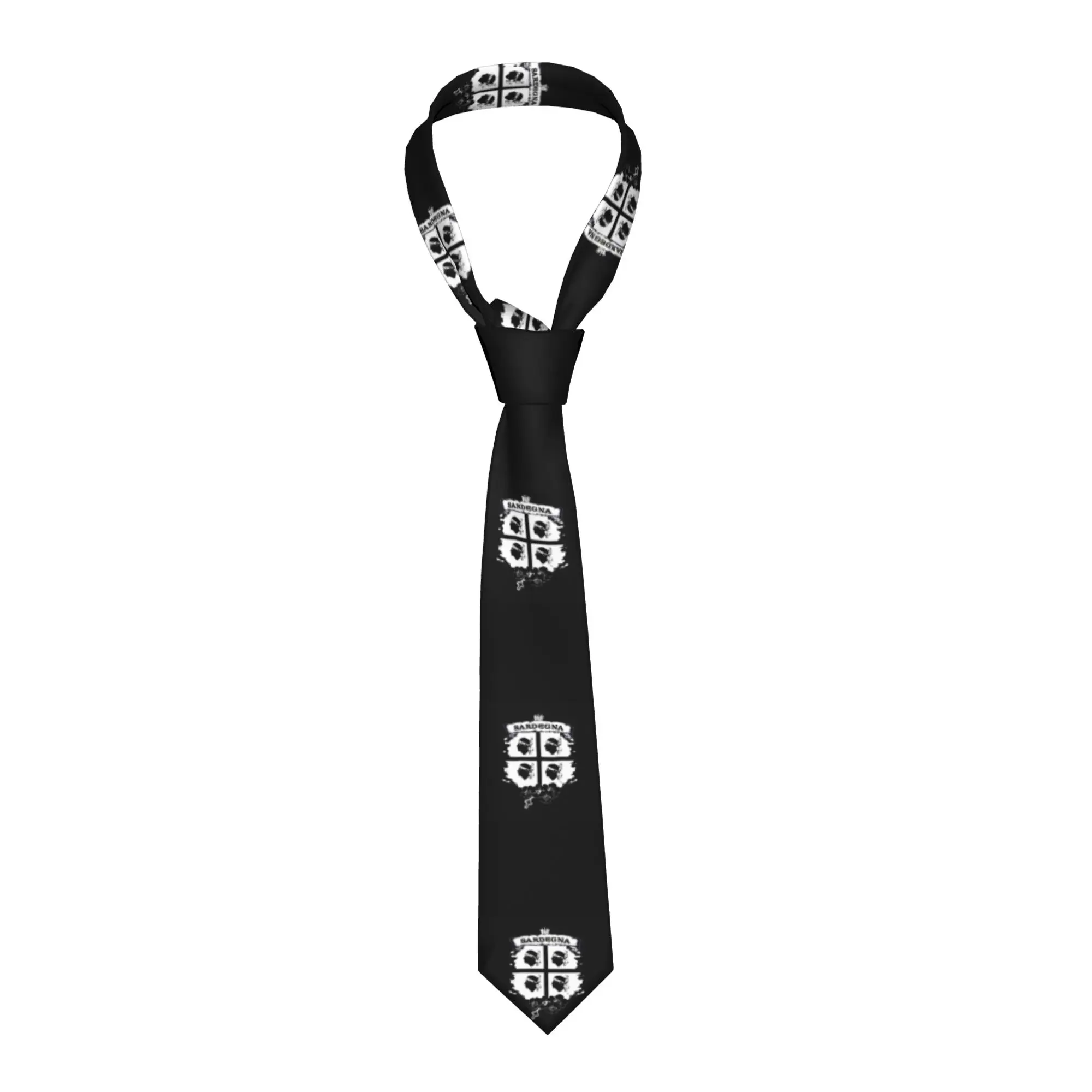 Sardegna Coat of Arms Ties Mens Fashion Silk Italy Sardinia Flag Four Moors Necktie for Wedding