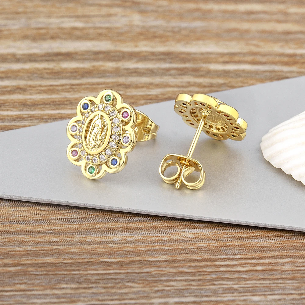 Our Lady of Guadalupe Jewelry Set – Gold Earrings & Necklace 2