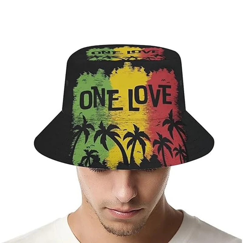 Bocca Rasta Lion Bucket Hat Jamaican Bob Marley Fisherman Hats Letter Printing Panama Cap For Men Women Summer Travel Beach Sun