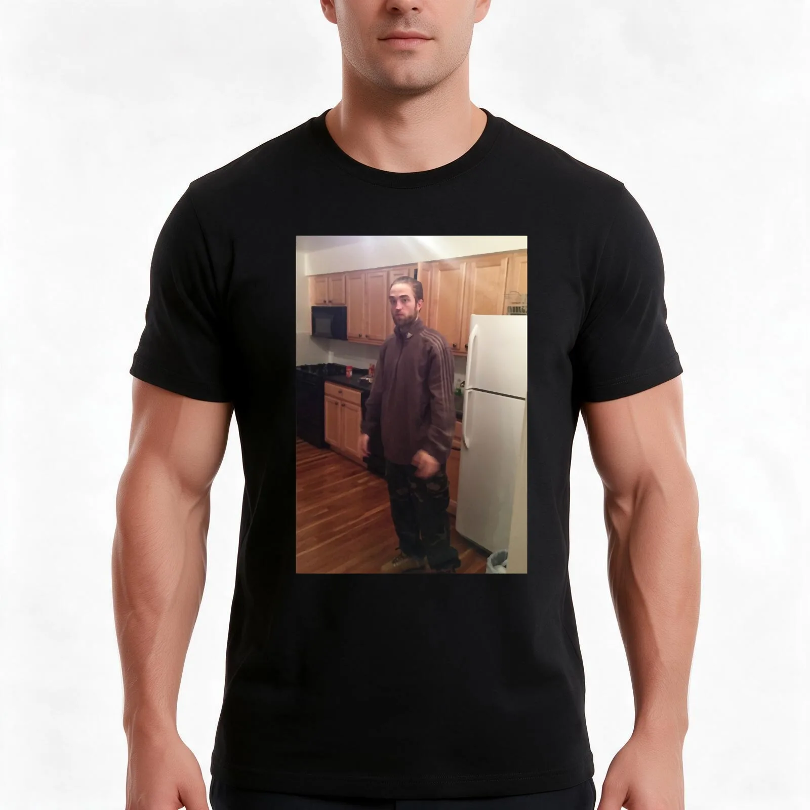 Robert Patinson Meme T-Shirt, Summer Casual Cotton Tee, Oversized Streetwear Tops, Vintage Graphic Print, Loose Fit Short Sleeve