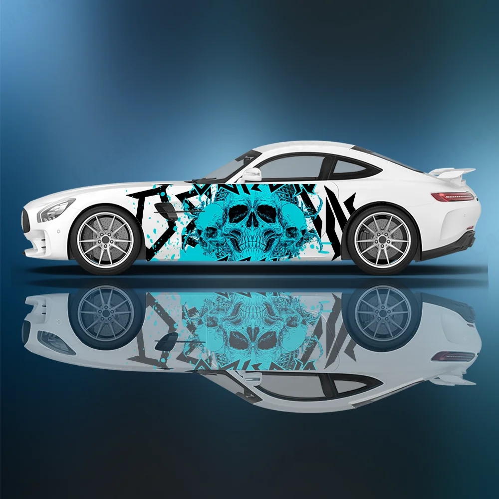 

Three Skulls Splattered Car Vinyl Wraps Decal Self-adhesive Anti Scratch Sticker Suitable for Trucks SUV Decor Auto Accessories