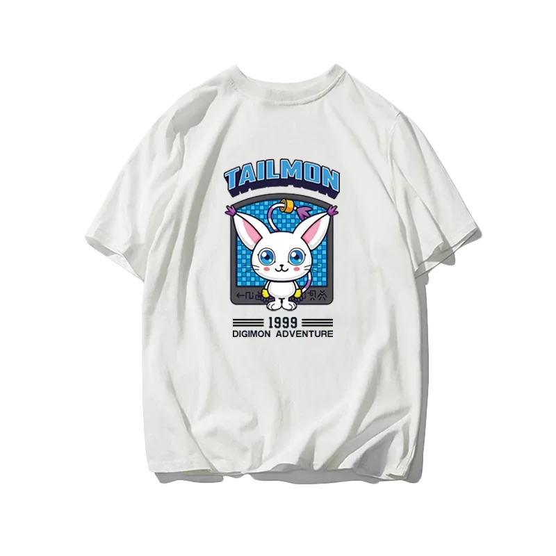 Anime Digimon Gabumon T Shirts Men Women Short Sleeve Loose O Neck Hip Hop Streetwear Tee Shirts Unisex Harajuku Oversized Top