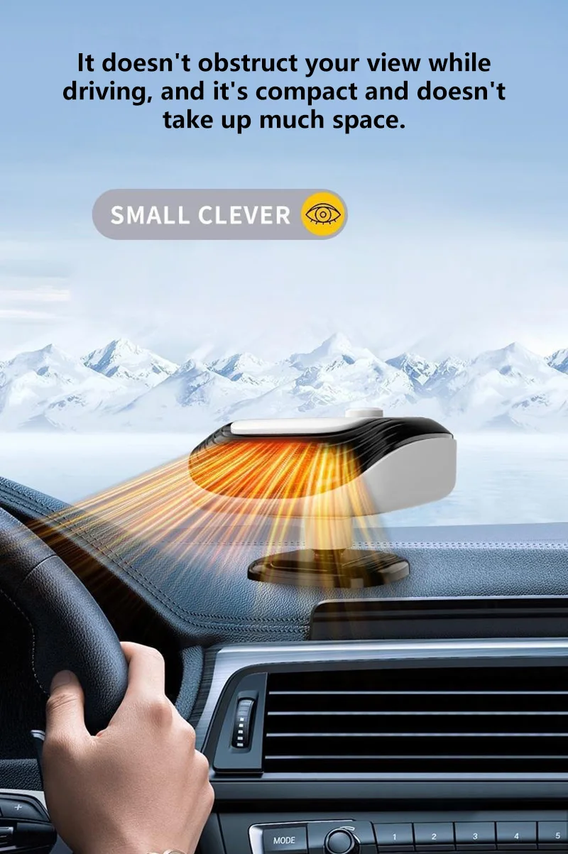 Neuer 12V/24V Winter-Autoheizlüfter 360 ° Schnelle Heizung durch Rotation, großer Luftauslass, einstellbare Windgeschwindigkeit zur Enteisung der Windschutzscheibe – Detail 5