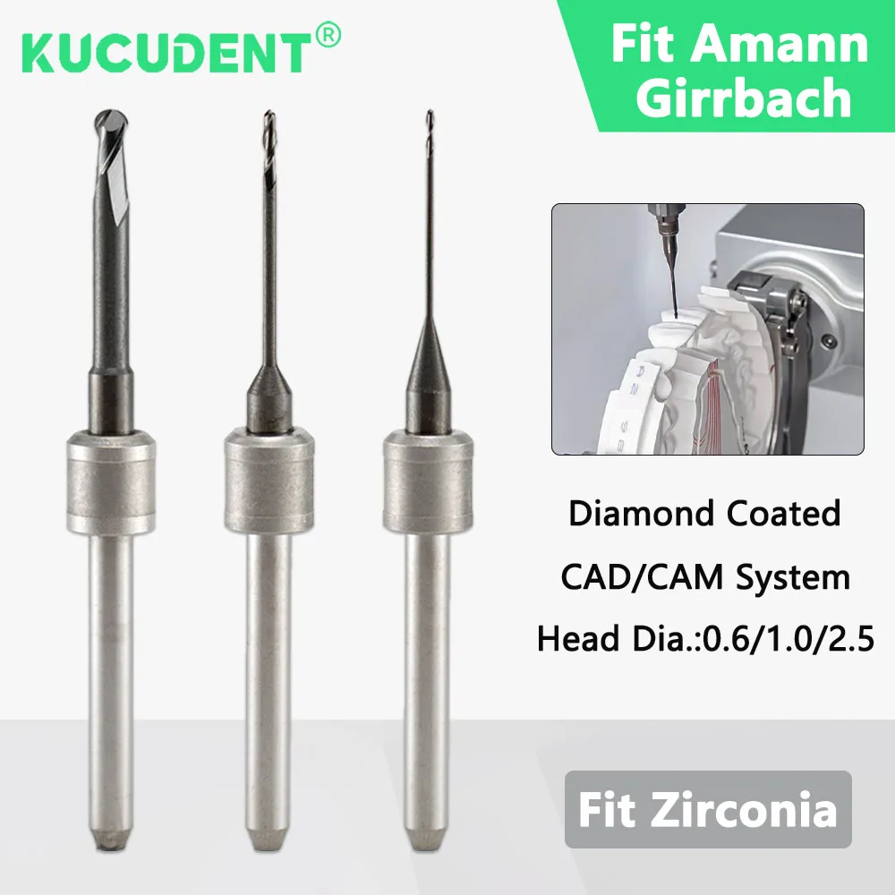 

Fit Amann Girrbach Dental Milling Burs for CAD/CAM 0.6/1.0/2.5mm Head Open System Precision Zirconia Block Cutting Tools