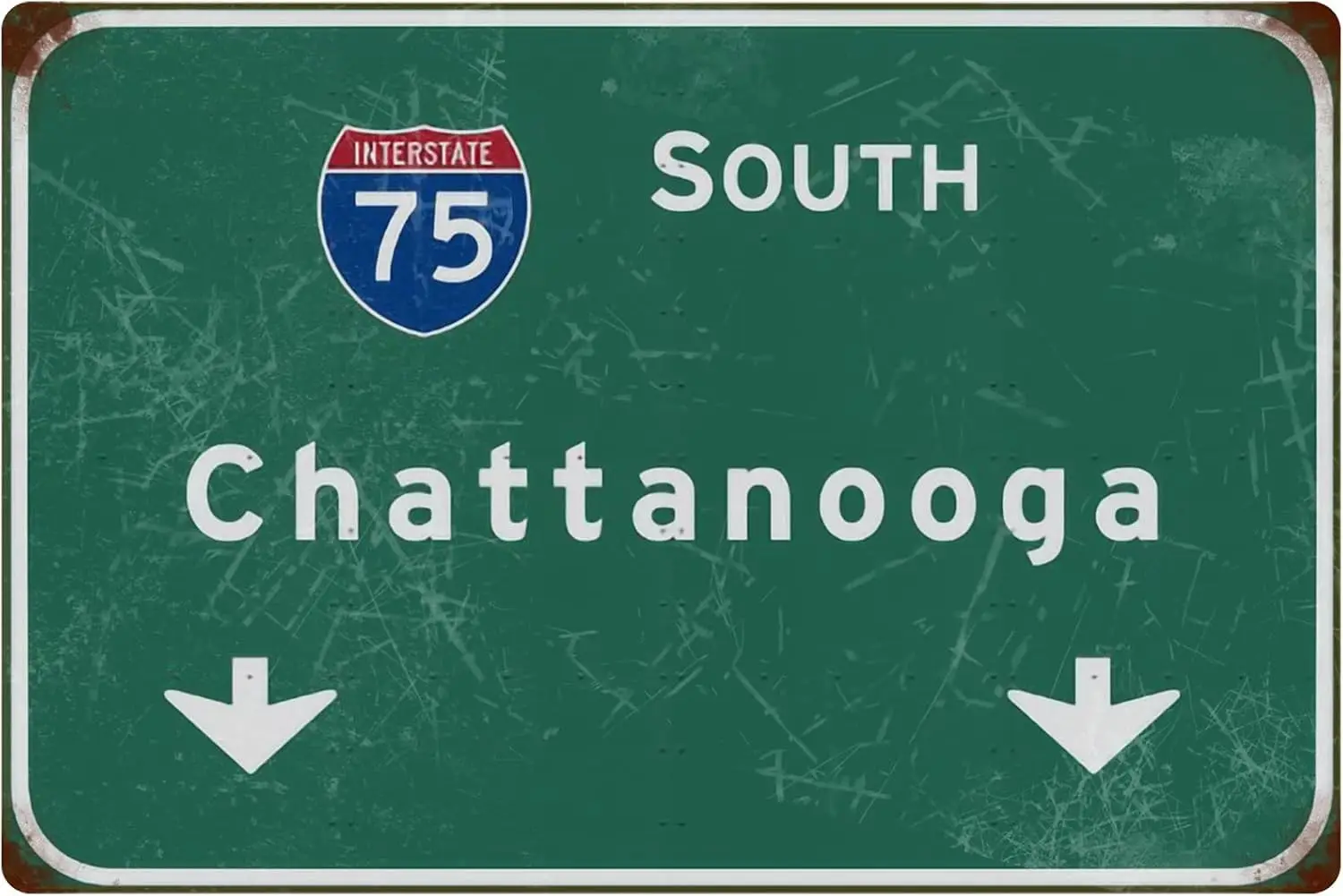 Tin Sign Vintage South Chattanooga Interstate 75 Direction Signage Bar Club Restaurant People Cave Wall Decoration es