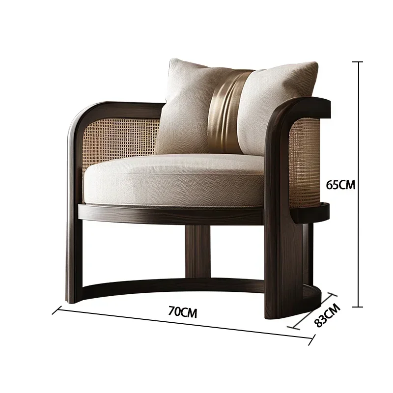 

Nordic Solid Wood Rattan Sofa Chair Hotel B & B Wabi Sabi Wind Reception Area Single Living Room Balcony Leisure Chair