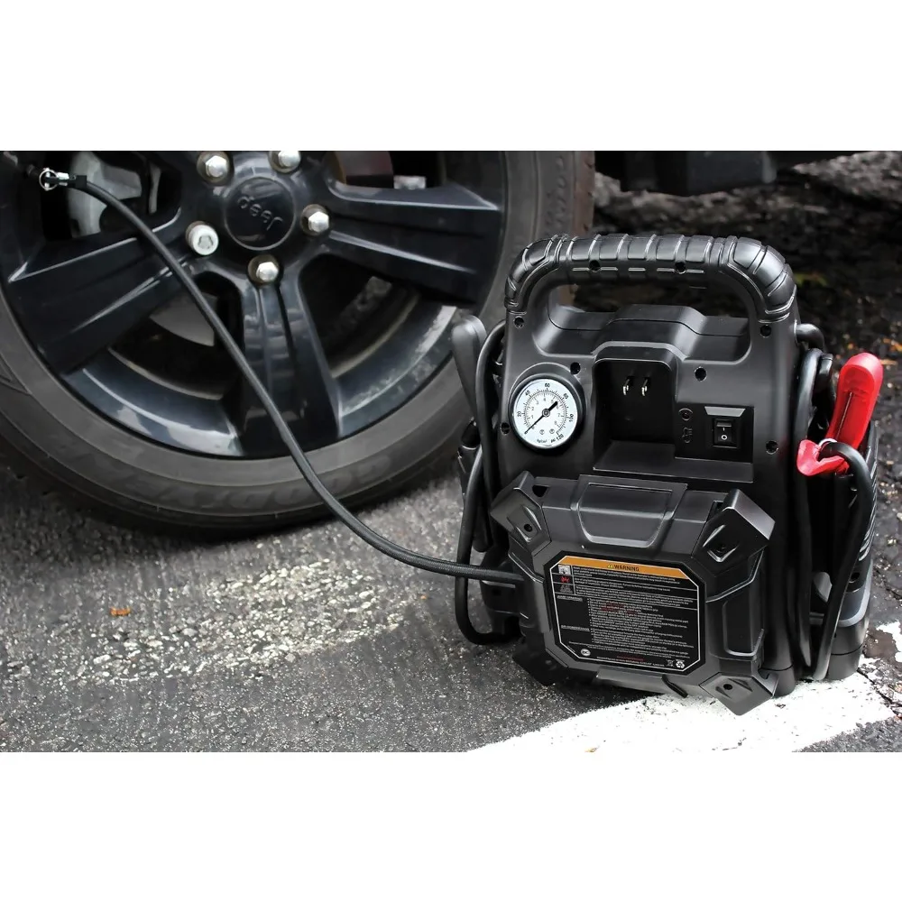 أدوات ومعدات محمولة 1100 Peak Amp Jump Starter مع ضاغط هواء لمعزز بطارية السيارة في حالات الطوارئ