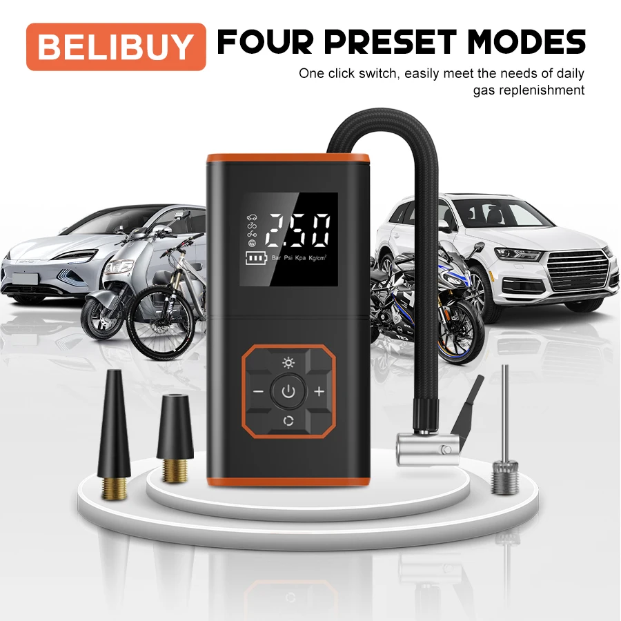 

BELIBUY Portable Tire Inflator Car Tire Inflator Air Pump Suitable For Inflating Car Motorcycle Bicycle Ball With Display Screen