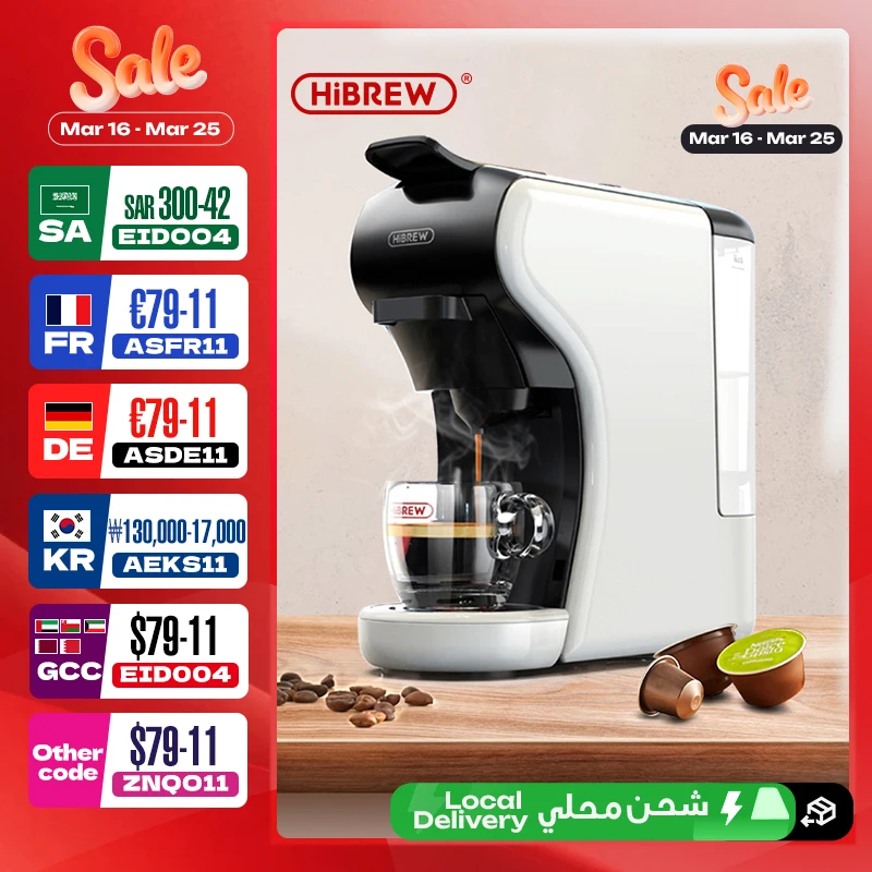 HiBREW Caffettiera a capsule multiple 4 in 1 completamente automatica con macchina per schiumare il latte caldo e freddo e montalatte e set di