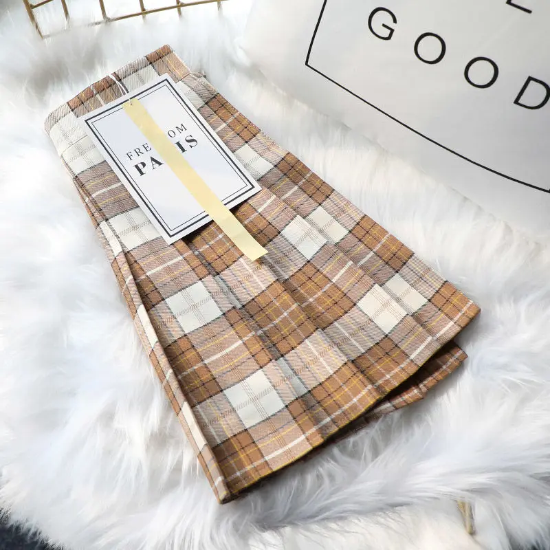 ملابس نسائية صيفية جديدة لعام 2025 تنورة منقوشة ذات ثنيات على طراز Preppy تنورة نسائية حلوة ضيقة عالية الخصر على شكل حرف a تنانير نسائية مفعمة بالحيوية