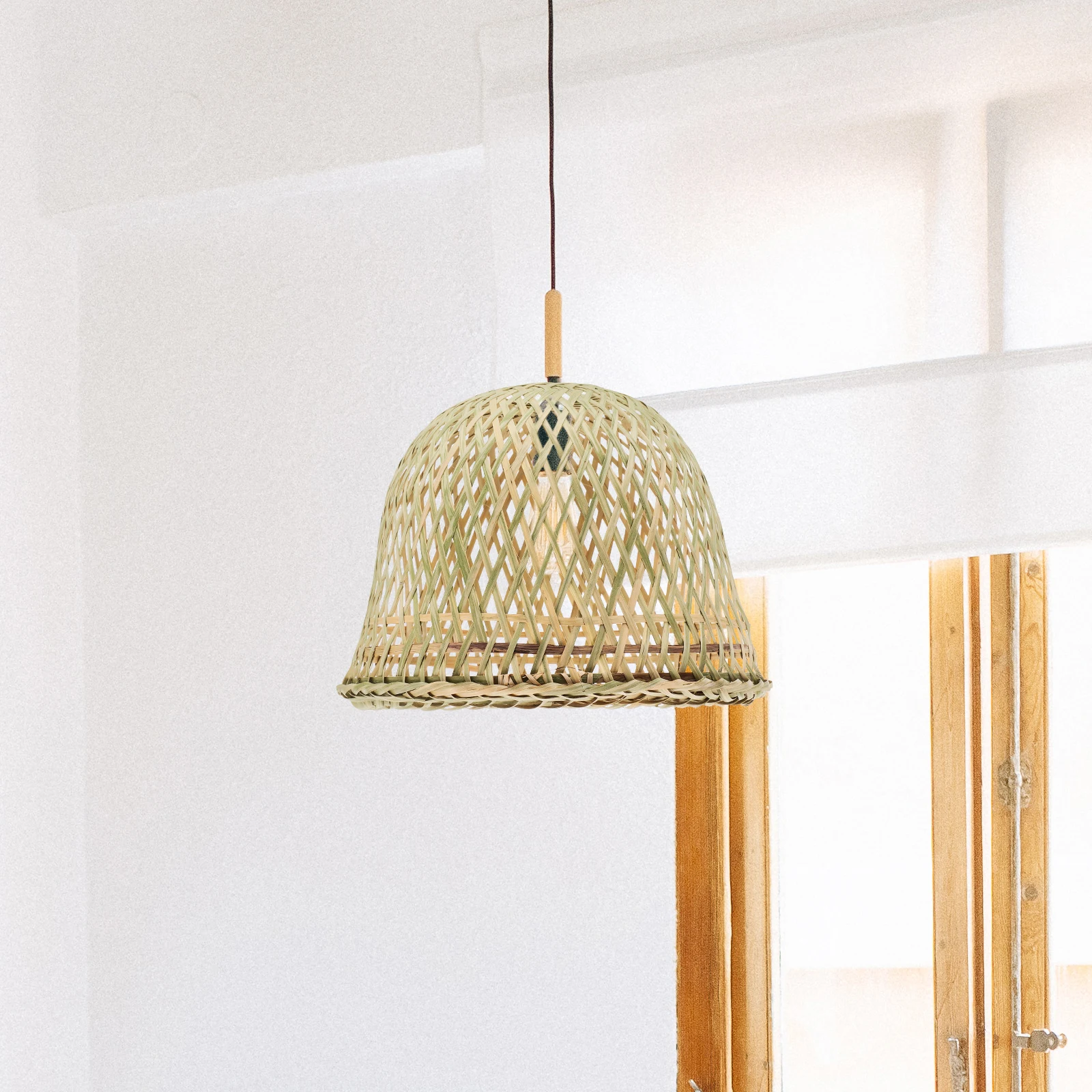 

2pcs Bamboo Lampshade Handwoven Round Lamp Cover for 5 2cm Bulb Retro Home Decor Pendant Light Shade Replacement
