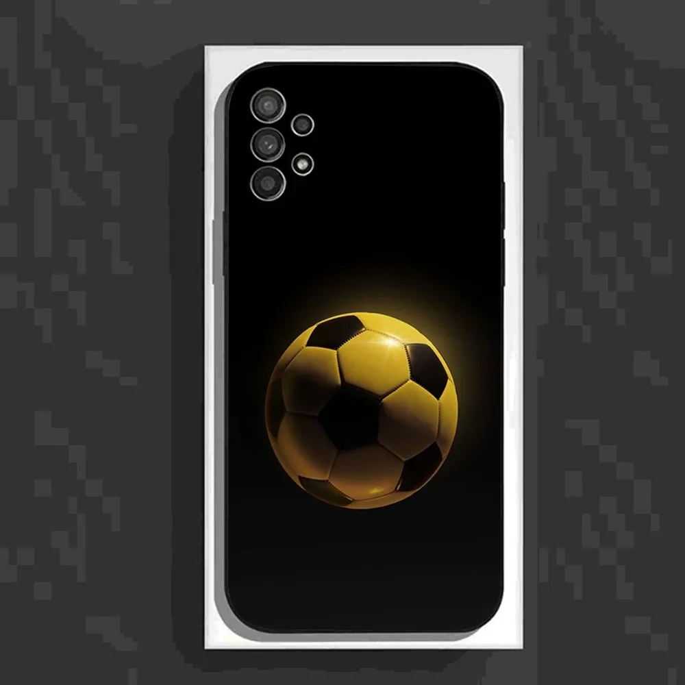 Fire Football Soccer ball Phone Case For Samsung Galaxy A13,A21s,A22,A31,A32,A52,A53,A71,A80,A91 Soft Black Cover