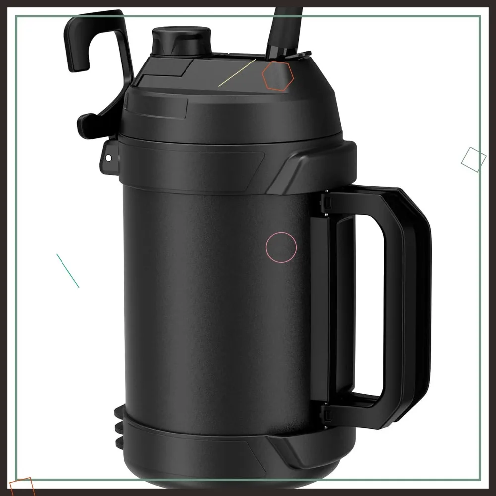 

Бутылка для воды из нержавеющей стали с изоляцией на 1 галлон, соломинкой и носиком, сохраняет холод, 48 часов, без пота, для использования на открытом воздухе