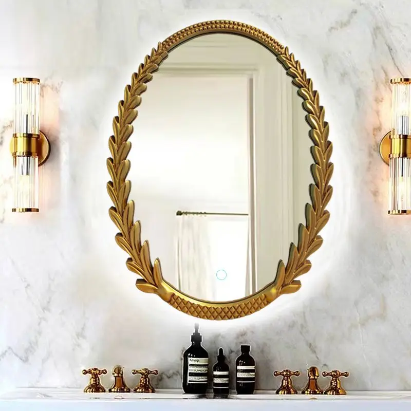 Vintage european-style bathroom carved mirror vanity mirror wall-mounted decorative french bathroom mirror