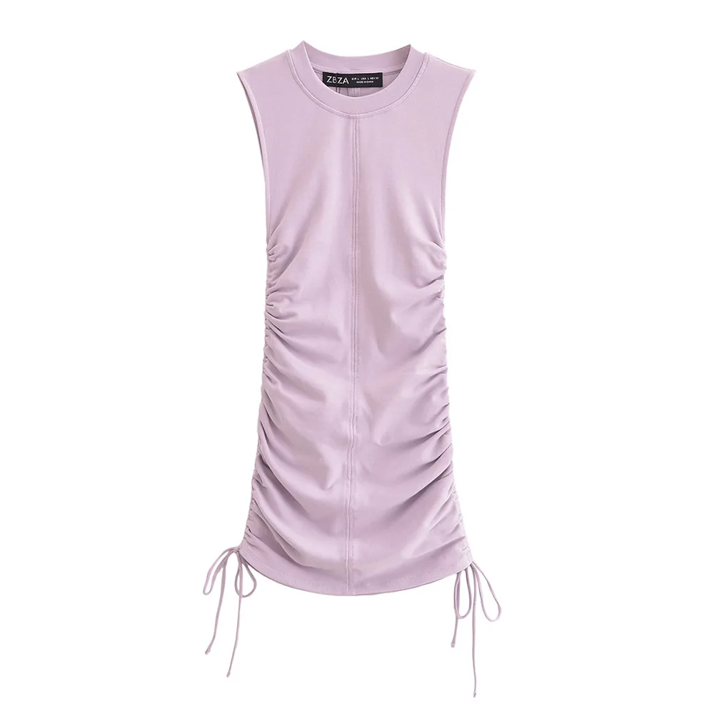 

2024 Women's Mini Dress New Fashion Elegant Chic Ladies Slim Dress Summer Pleated Short Dresses for Women