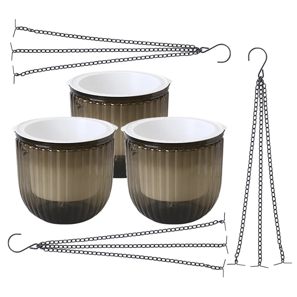 3Pcs Resin Hanging Flower Pot Self Watering Planter for Indoor Outdoor Balcony Garden Decor Frost Resistant Uv Proof Hanging