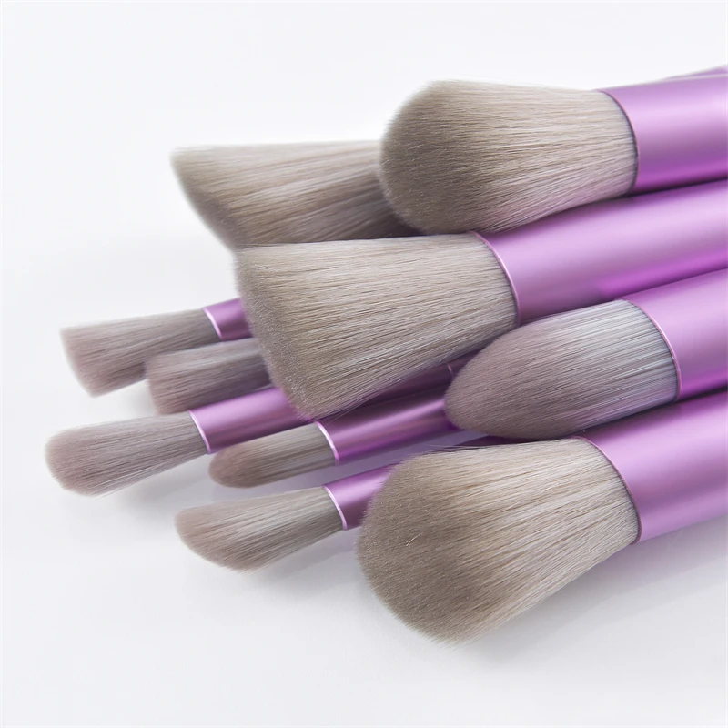 10 Pieces/set Mini soft delicate bristle skin-friendly stabilized powder metal ferrule cosmetic brush set For travel