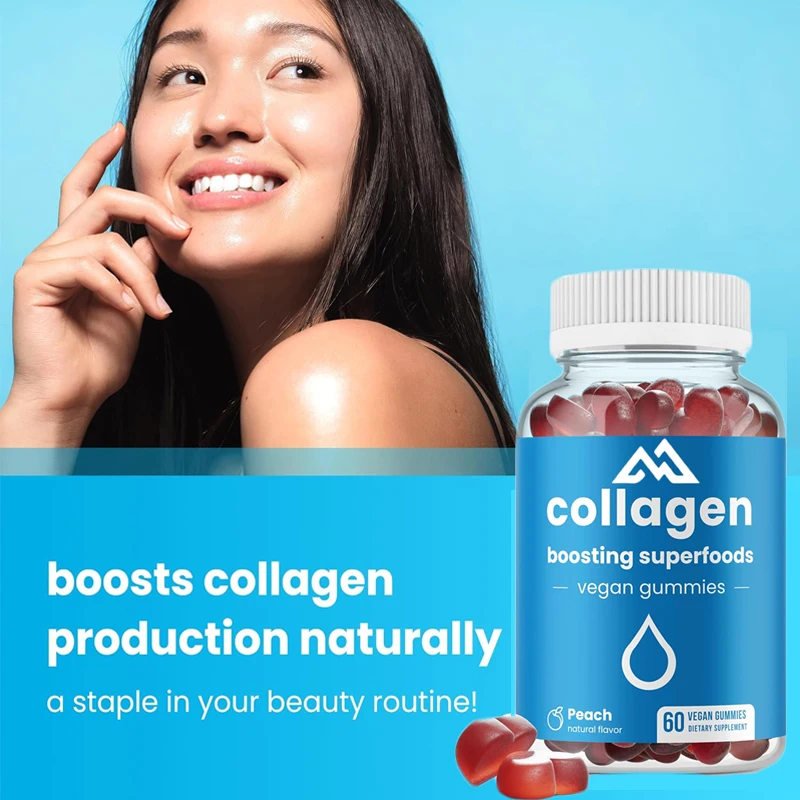 

Collagen Enhanced Soft Candy Natural Collagen Production Hair, Skin, Nail, Joint Support Vegetarian 60 Peach Vitamin Soft Candy