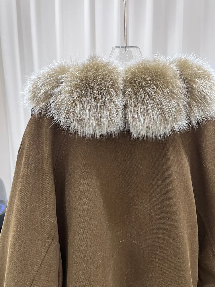 Moda Nuovo Inverno 90% Piumino d'oca Vera pelliccia di volpe Collo di Spessore Caldo Cappotto da donna Piumino Cappotto di lusso di media lunghezza