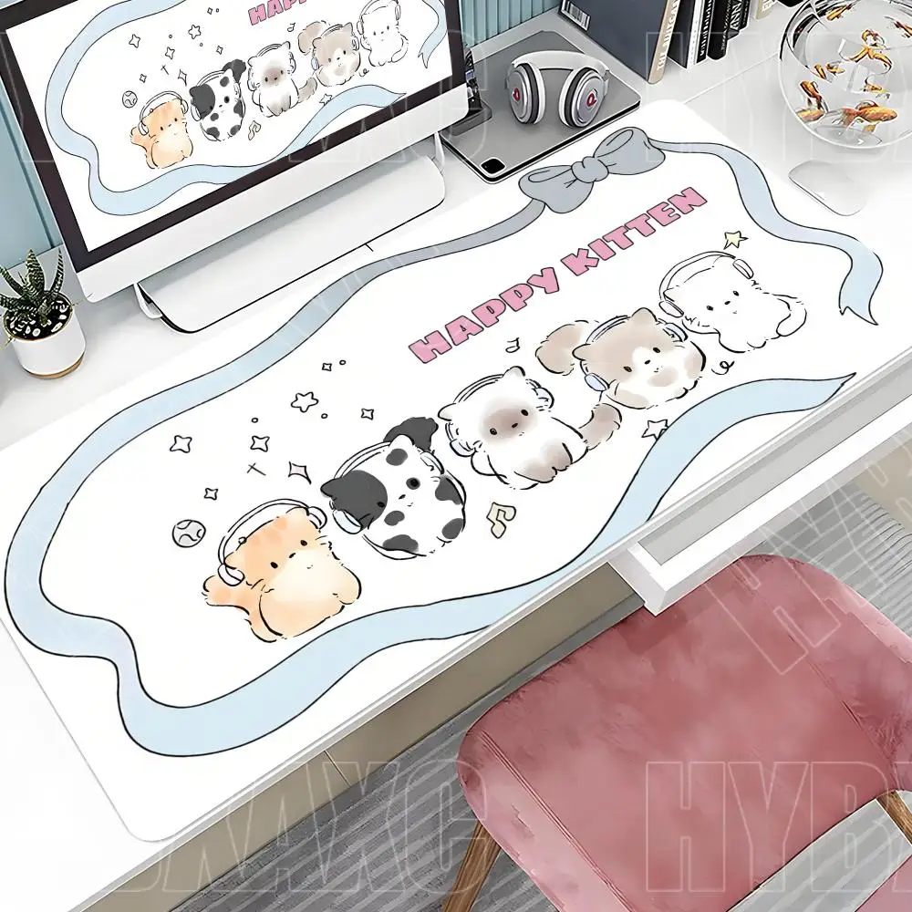 

120x60 Kawaii простой стильный коврик для мыши с милым котом, резиновый коврик для мыши с героями мультфильмов, ноутбук, компьютер, офисный настольный коврик, игровые аксессуары