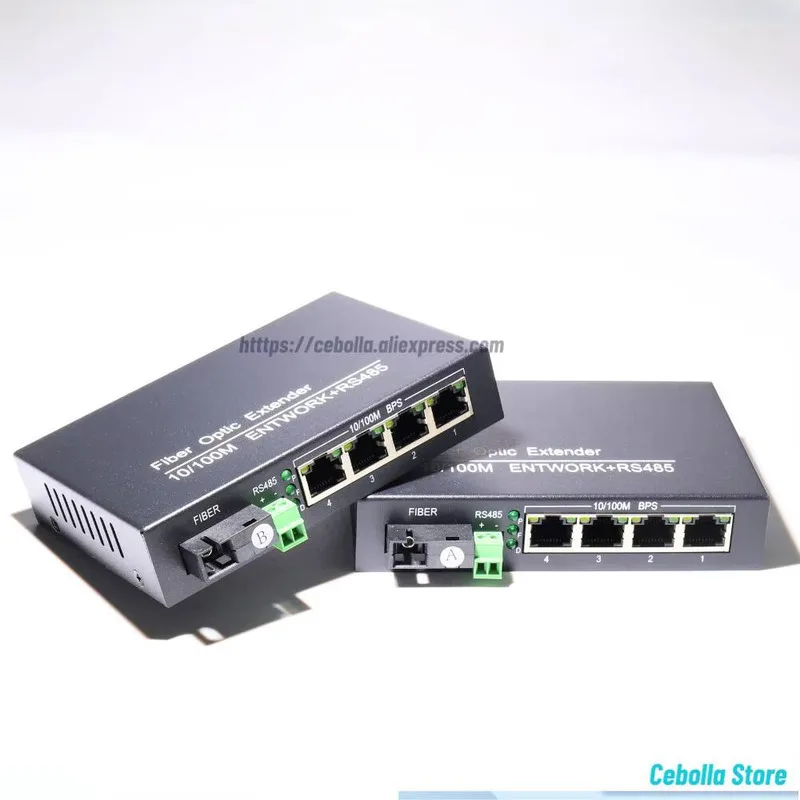 

1 пара оптоволоконных передатчиков и приемников RS485 Data 1 BIDI 1 порт RS485 + 4 порта Ethernet 10/100 Simplex SM Over