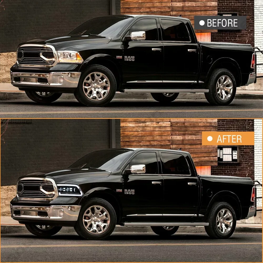 Car LED Headlights For 2009-2018 Dodge RAM 1500 RAM 2500 RAM 3500 Classic Headlamp Sequential Turn High/Low Beam Lamp DRL Lights