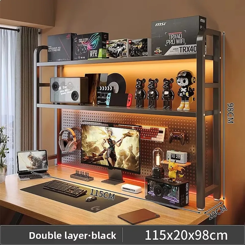 Firm Bookshelf desktop wrought iron hole board multi-layer storage expansion storage shelf computer desktop finishing rack