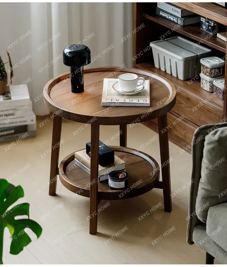 

Sofa corner table Modern simple living room Solid wood small coffee table Minimalist round coffee tableTJ