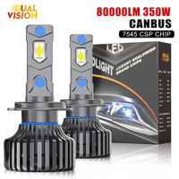 2PCS H7 H4 LED Headlight CSP Canbus High Power H11 H1 H8 9005 HB3 9006 HB4 9012 350W 80000LM Turbo Lamp 6000K White Car Light