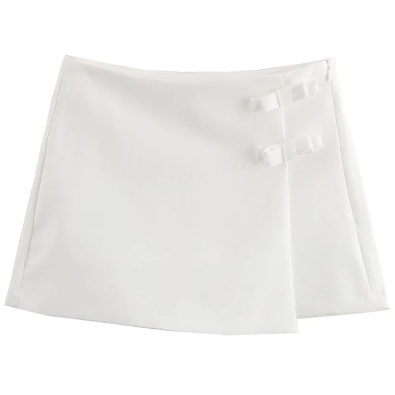 HXAO Mini Bow Solid Culotte Women Wrap High Waist Shorts Skirts Summer 2024 White Pink Shorts Skirts Casual High Street Culottes