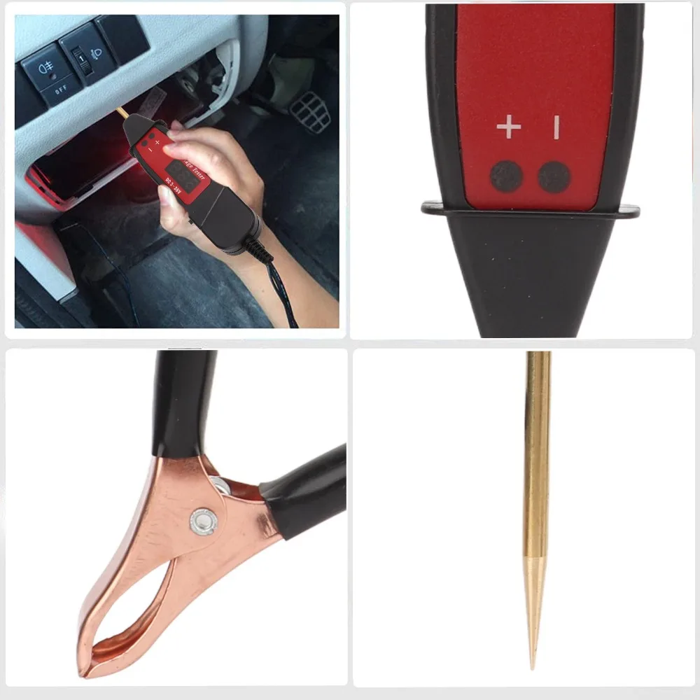 LCD Digital Display Circuit Tester Pen ABS + Copper Probe DC 3-36V Voltage Test Pen Spring Wire Polarity Indicator