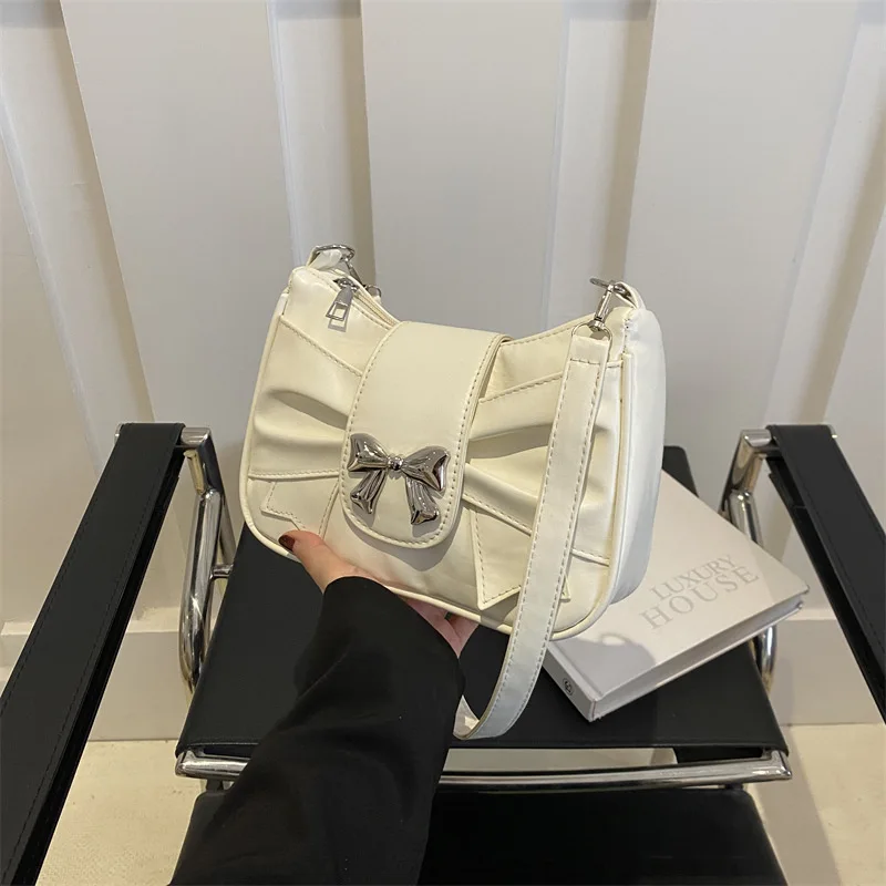 

Niche bow handbag 2025 new spring and summer fashion versatile underarm bag trend sweet and cool shoulder messenger bag