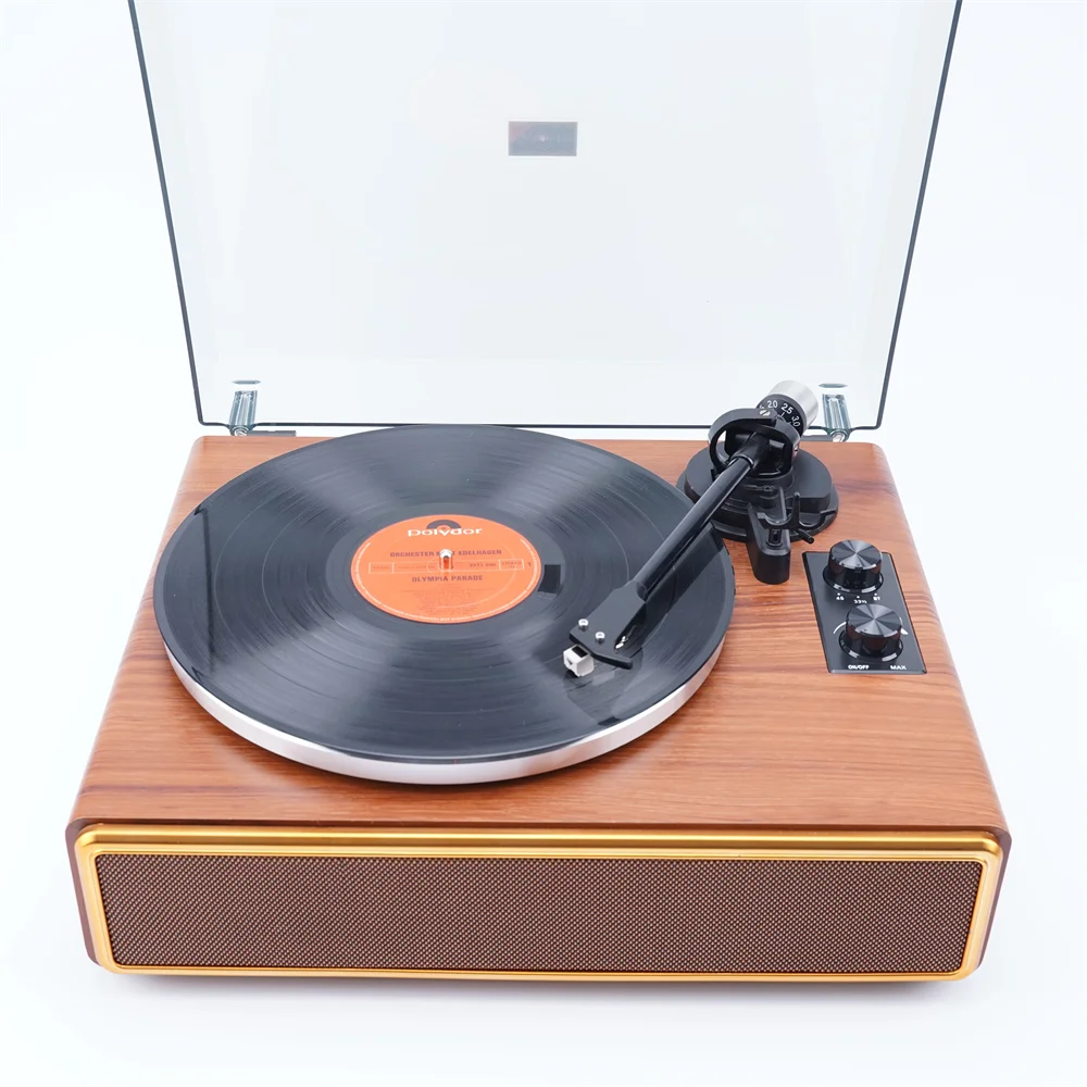 2024 جهاز استقبال بلوتوث خشبي 5.0 فونوغراف عتيق مشغل تسجيلات فينيل القرص الدوار العتيق مع مكبر صوت مدمج