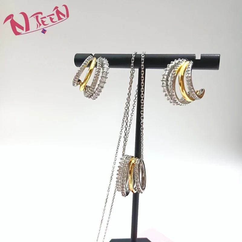 High Quality Original Women's Jewelry Set, Hyperbola Series Four-ring Shape Jewelry Set, Suitable for Holiday Gifts, Party Wear