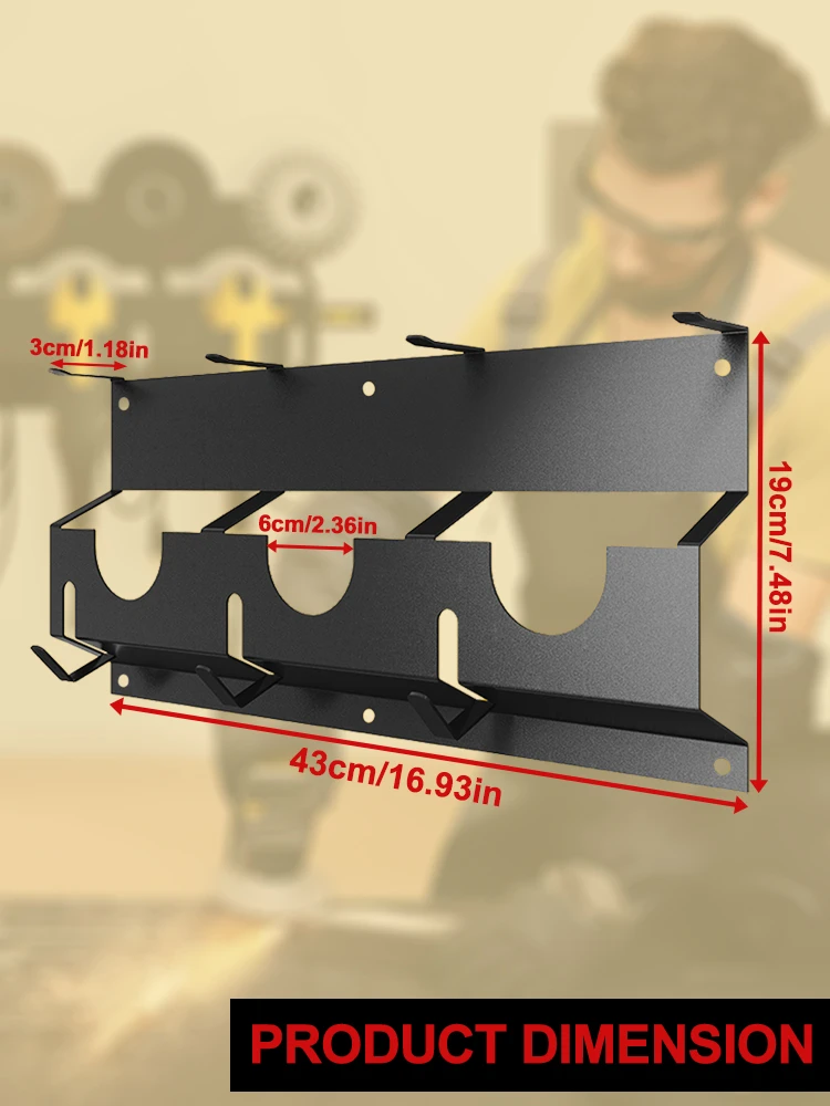 Angle Grinder Holder Metal Angle Grinder Rack Wall Mount Bracket for Angle Grinder Cutters Polishers Workshop Vertical Storage