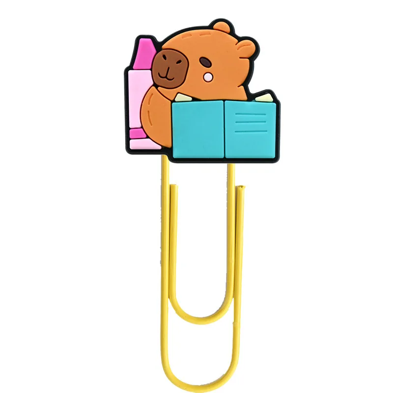 12 pezzi casuali Capibala Cartoon graffette fai da te raccoglitore clip segnalibro decorazione forniture per ufficio scolastico Kawaii