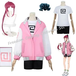 Lu Shaotang Cosplay Costume Wig Anime Sakamoto Days Lu Xiaotang Pink Jacket Shorts T-shirt Headwear Halloween Party for Women