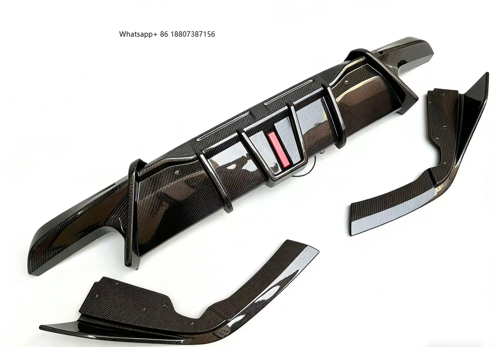 

ForBMW X5M F95 X6M F96 LCI Carbon Fiber with Lights Rear Diffuser Bumper Splitter Accessories Body Kit