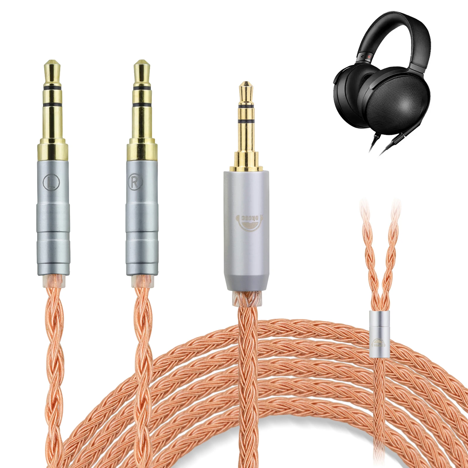 OKCSC Dual 3.5mm Headphone Balanced Cable for Hifiman HE560/HE350