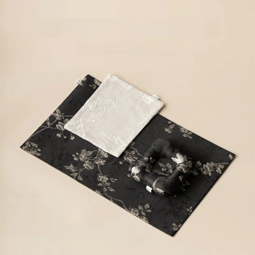Embroidery Design Plum Blossom Tea Mat Dry Bubble Anti-Scalding Brocade Tea Mat Imitation Hemp Heat Insulation Tea Flag Mat