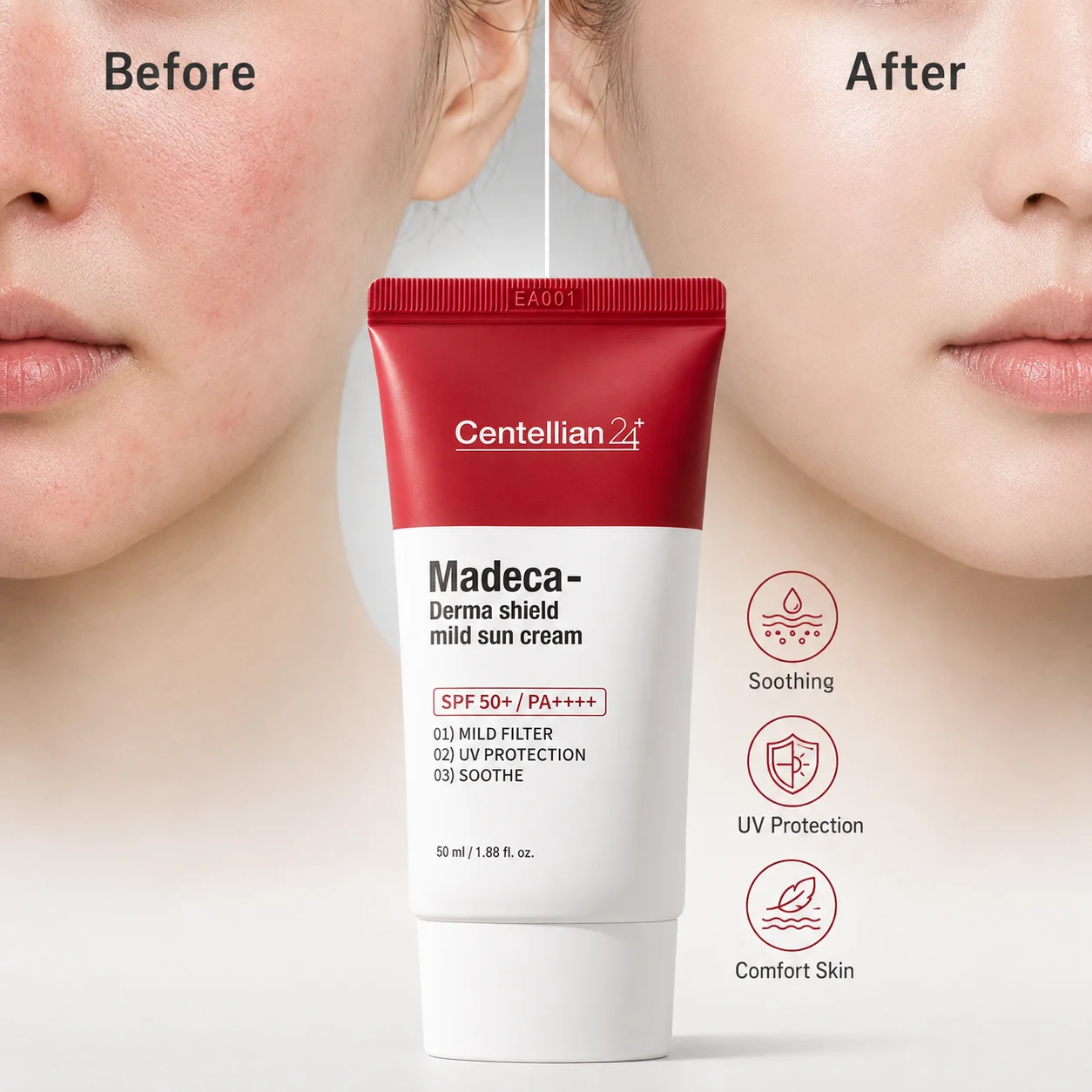 Physical Sunscreen Mineral - 50ml Centella Mineral Sunscreen SPF50+ PA++++