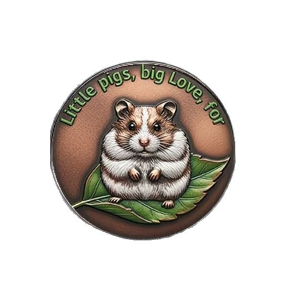 Flat Glass Hamster Brooch Stainless Steel 
