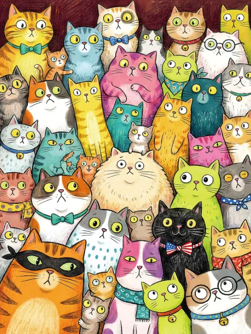 500/1000/1200/2000PCS Jigsaw Puzzle Colorful Cartoon Cats Collection Various Lovely Kittens Funny Portrait Scene Puzzle