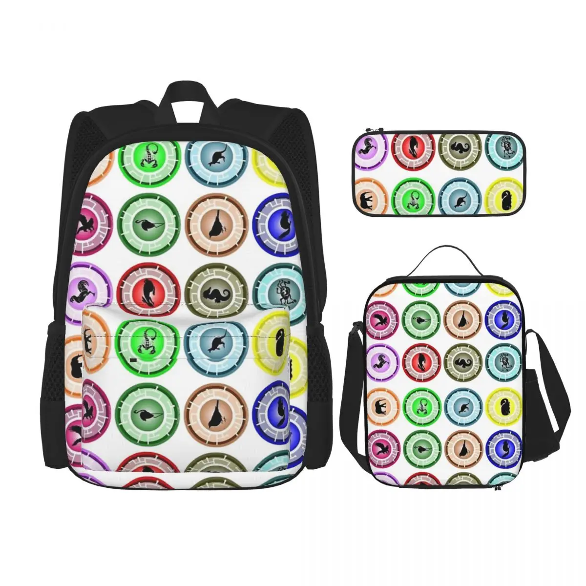 Kratts Backpacks Boys Girls Bookbag Students School Bags Cartoon Kids Rucksack Lunch Bag Pen Bag Three-Piece Set