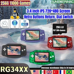 ANBERNIC RG 34XX Retro Handheld Game Console Video Player Gaming Linux 3.4-inch HD IPS OCA WIFI Bluetooth PSP Games Gift RG34XX